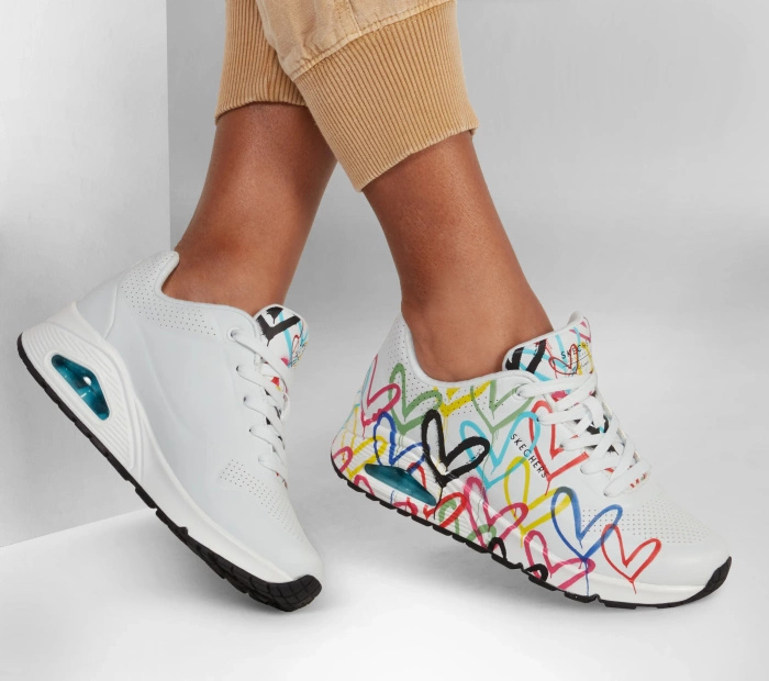 Skechers x JGoldcrown Uno - Spread the Love 155507-WPTQ WHT/PNK/TURQ